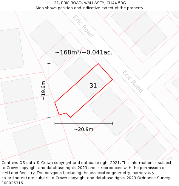 31, ERIC ROAD, WALLASEY, CH44 5RG: Plot and title map
