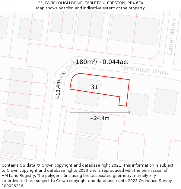 31, FAIRCLOUGH DRIVE, TARLETON, PRESTON, PR4 6EX: Plot and title map