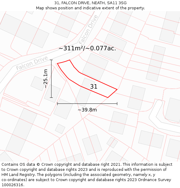 31, FALCON DRIVE, NEATH, SA11 3SG: Plot and title map