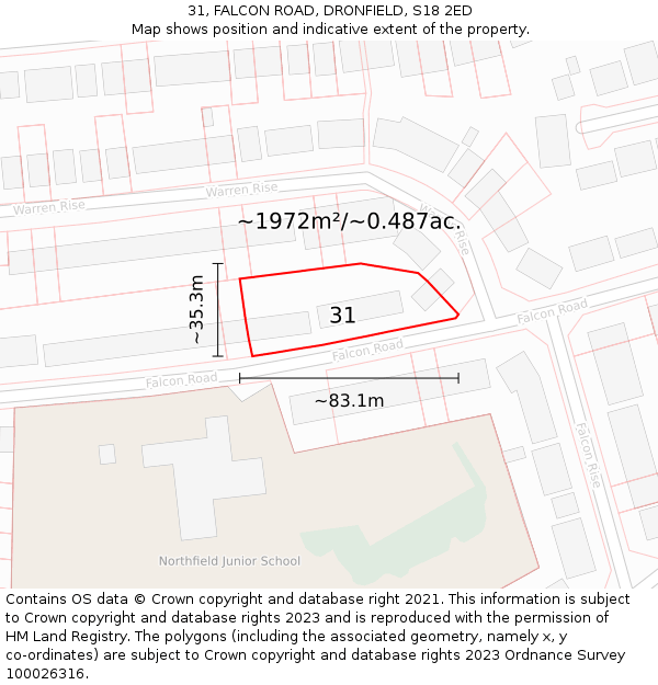 31, FALCON ROAD, DRONFIELD, S18 2ED: Plot and title map