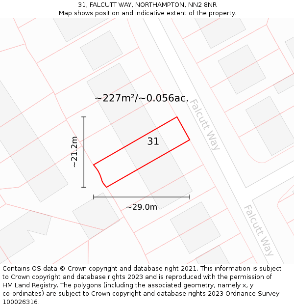 31, FALCUTT WAY, NORTHAMPTON, NN2 8NR: Plot and title map