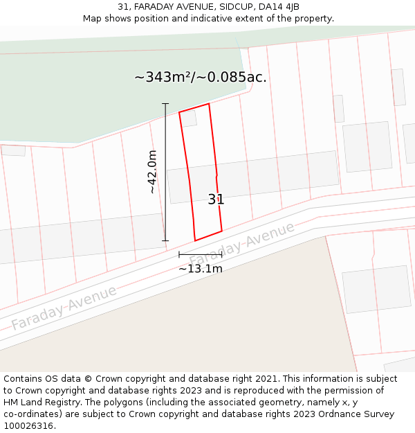 31, FARADAY AVENUE, SIDCUP, DA14 4JB: Plot and title map