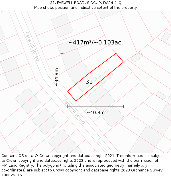 31, FARWELL ROAD, SIDCUP, DA14 4LQ: Plot and title map