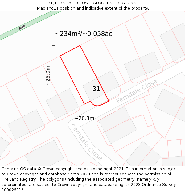 31, FERNDALE CLOSE, GLOUCESTER, GL2 9RT: Plot and title map