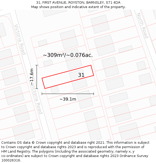 31, FIRST AVENUE, ROYSTON, BARNSLEY, S71 4DA: Plot and title map