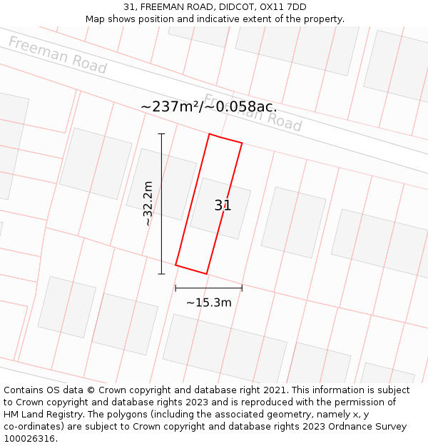 31, FREEMAN ROAD, DIDCOT, OX11 7DD: Plot and title map