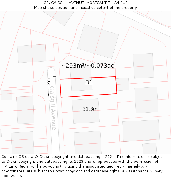 31, GAISGILL AVENUE, MORECAMBE, LA4 4UF: Plot and title map