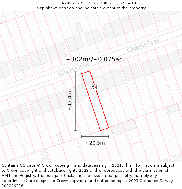 31, GILBANKS ROAD, STOURBRIDGE, DY8 4RN: Plot and title map