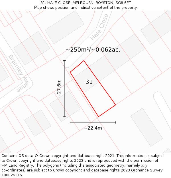 31, HALE CLOSE, MELBOURN, ROYSTON, SG8 6ET: Plot and title map