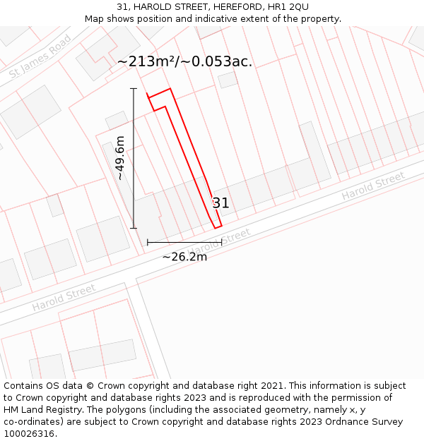 31, HAROLD STREET, HEREFORD, HR1 2QU: Plot and title map