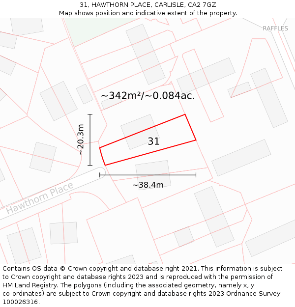 31, HAWTHORN PLACE, CARLISLE, CA2 7GZ: Plot and title map