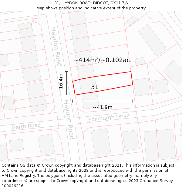 31, HAYDON ROAD, DIDCOT, OX11 7JA: Plot and title map