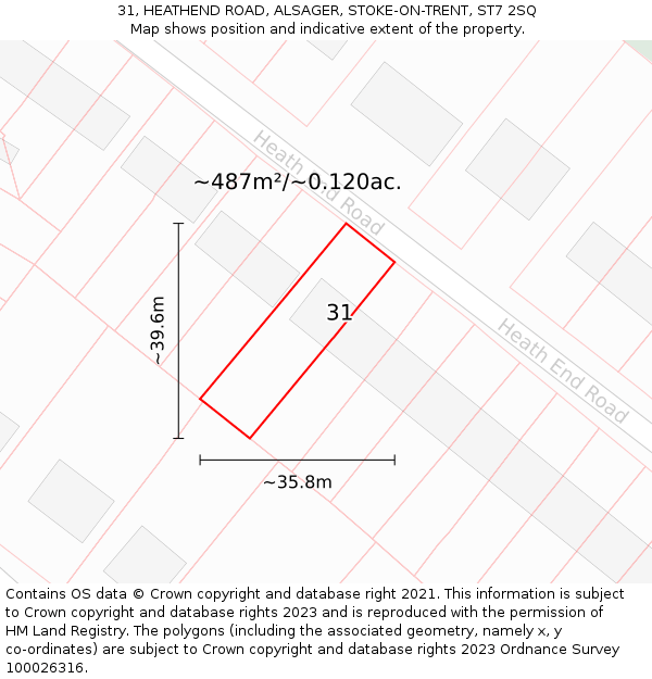 31, HEATHEND ROAD, ALSAGER, STOKE-ON-TRENT, ST7 2SQ: Plot and title map