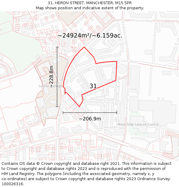 31, HERON STREET, MANCHESTER, M15 5PR: Plot and title map