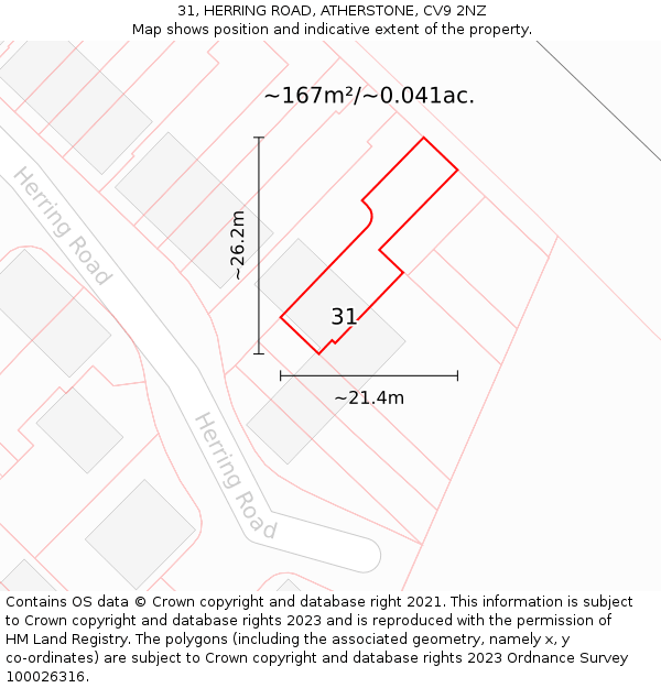 31, HERRING ROAD, ATHERSTONE, CV9 2NZ: Plot and title map