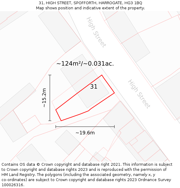 31, HIGH STREET, SPOFFORTH, HARROGATE, HG3 1BQ: Plot and title map