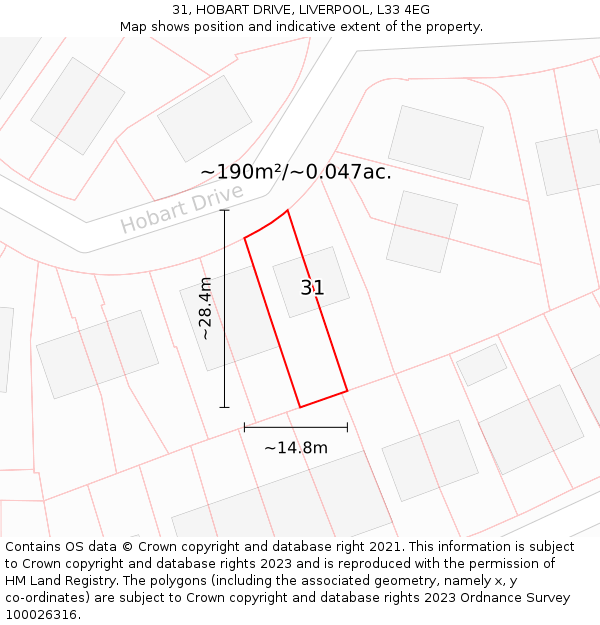 31, HOBART DRIVE, LIVERPOOL, L33 4EG: Plot and title map