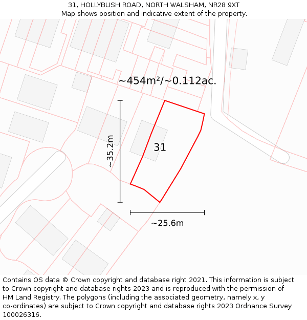 31, HOLLYBUSH ROAD, NORTH WALSHAM, NR28 9XT: Plot and title map
