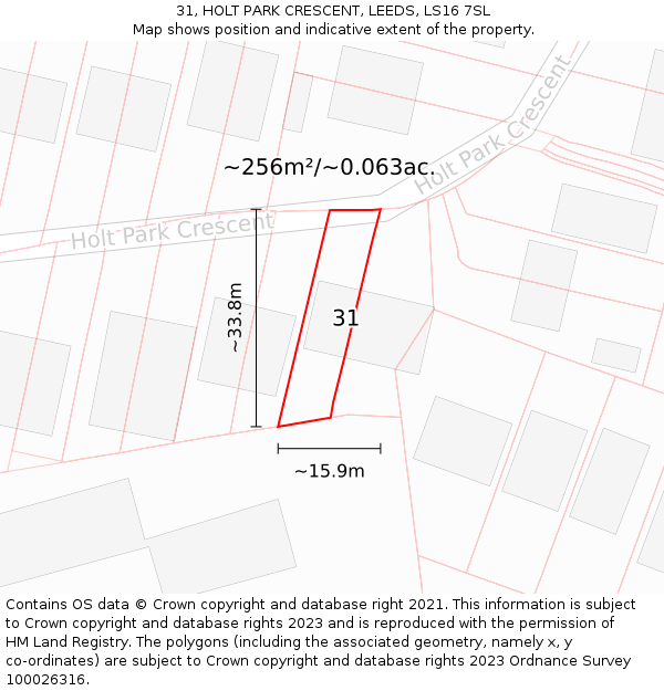 31, HOLT PARK CRESCENT, LEEDS, LS16 7SL: Plot and title map