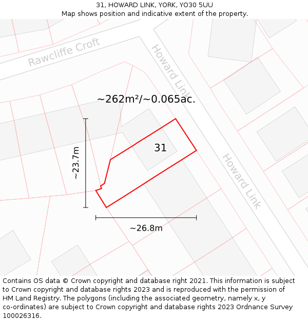 31, HOWARD LINK, YORK, YO30 5UU: Plot and title map