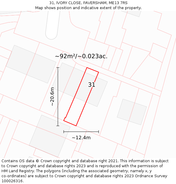 31, IVORY CLOSE, FAVERSHAM, ME13 7RS: Plot and title map