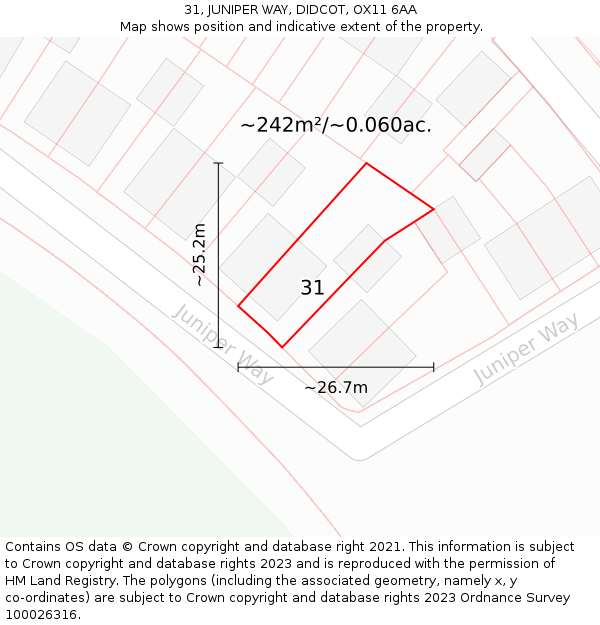 31, JUNIPER WAY, DIDCOT, OX11 6AA: Plot and title map