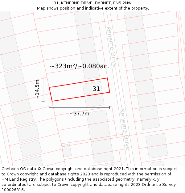 31, KENERNE DRIVE, BARNET, EN5 2NW: Plot and title map