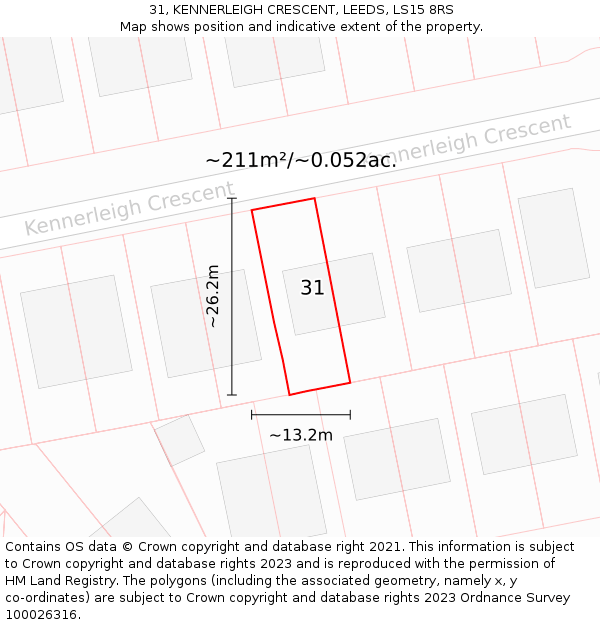 31, KENNERLEIGH CRESCENT, LEEDS, LS15 8RS: Plot and title map