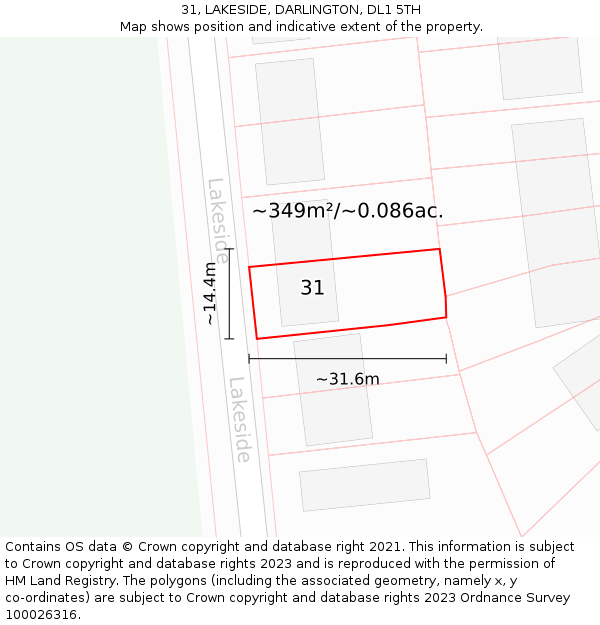31, LAKESIDE, DARLINGTON, DL1 5TH: Plot and title map