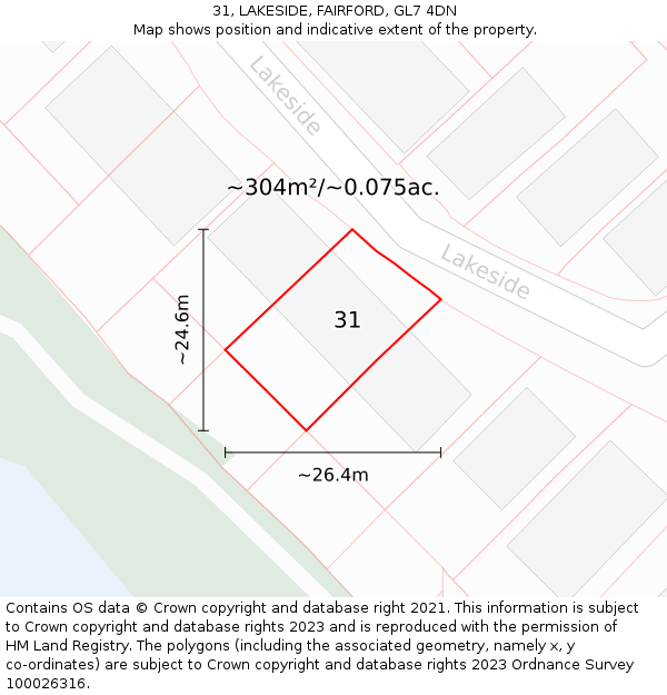 31, LAKESIDE, FAIRFORD, GL7 4DN: Plot and title map