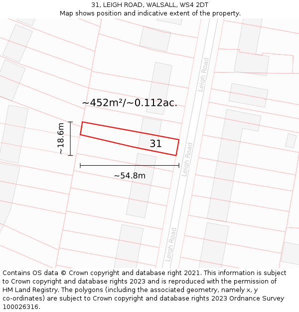 31, LEIGH ROAD, WALSALL, WS4 2DT: Plot and title map