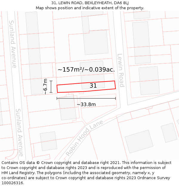 31, LEWIN ROAD, BEXLEYHEATH, DA6 8LJ: Plot and title map
