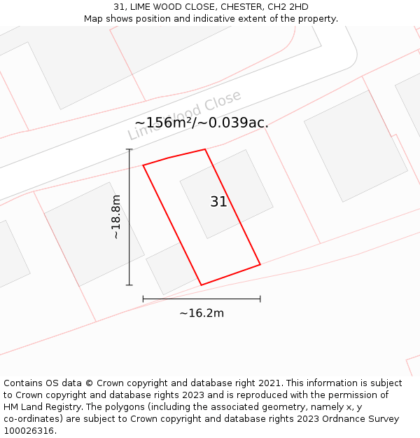 31, LIME WOOD CLOSE, CHESTER, CH2 2HD: Plot and title map