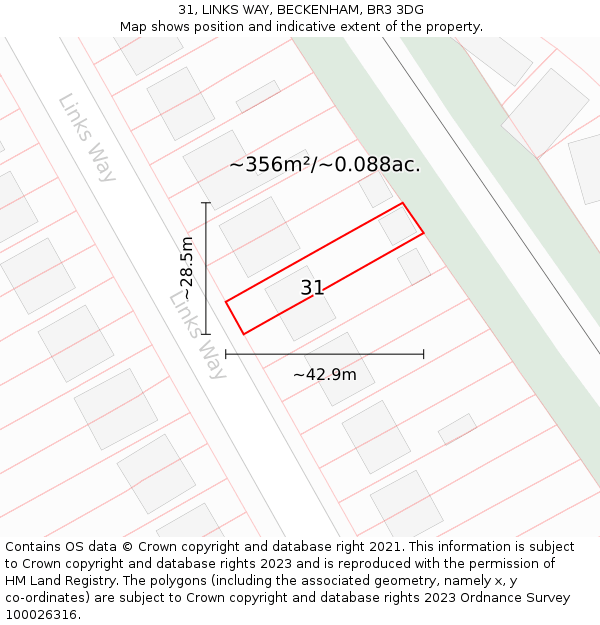 31, LINKS WAY, BECKENHAM, BR3 3DG: Plot and title map