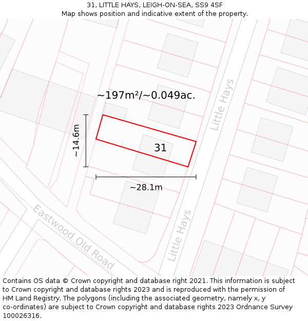 31, LITTLE HAYS, LEIGH-ON-SEA, SS9 4SF: Plot and title map