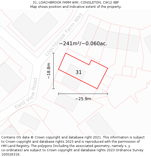 31, LOACHBROOK FARM WAY, CONGLETON, CW12 4BF: Plot and title map