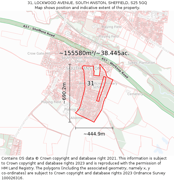 31, LOCKWOOD AVENUE, SOUTH ANSTON, SHEFFIELD, S25 5GQ: Plot and title map