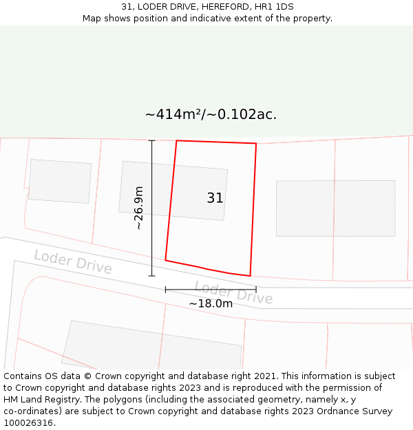 31, LODER DRIVE, HEREFORD, HR1 1DS: Plot and title map
