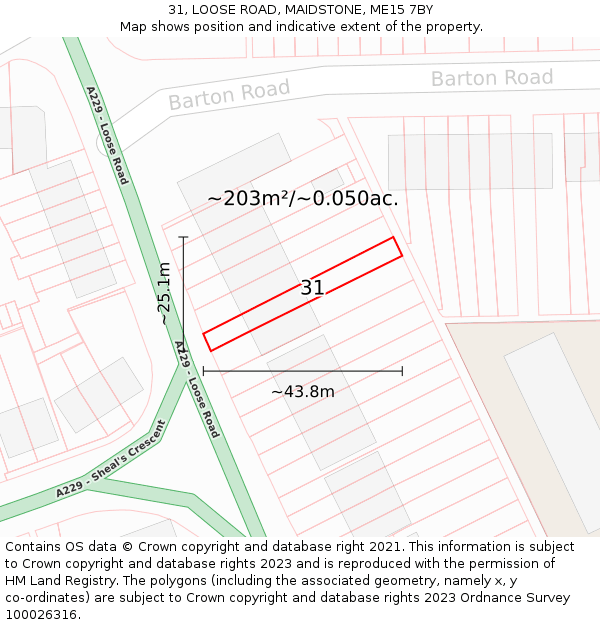31, LOOSE ROAD, MAIDSTONE, ME15 7BY: Plot and title map