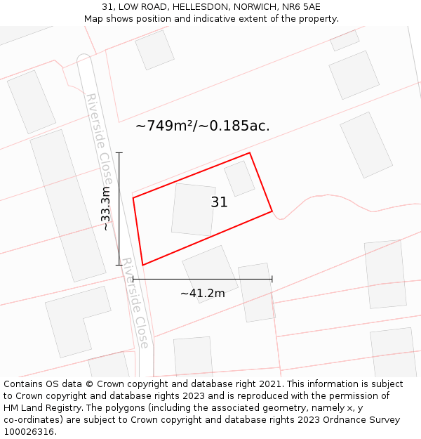 31, LOW ROAD, HELLESDON, NORWICH, NR6 5AE: Plot and title map