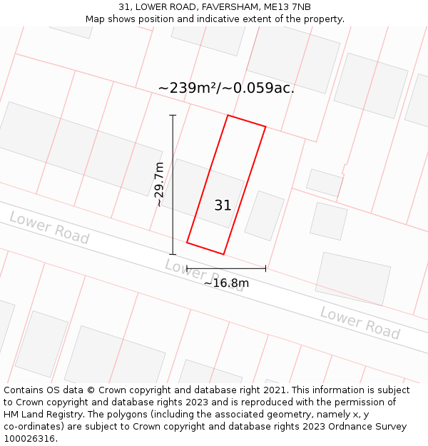 31, LOWER ROAD, FAVERSHAM, ME13 7NB: Plot and title map