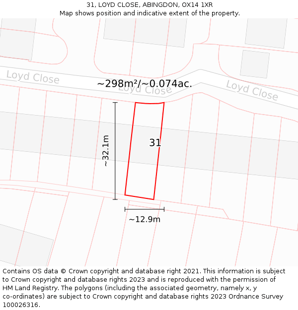 31, LOYD CLOSE, ABINGDON, OX14 1XR: Plot and title map