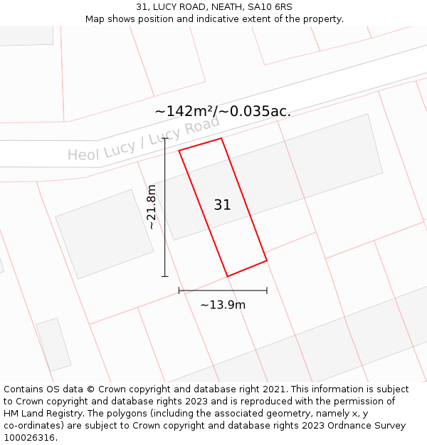 31, LUCY ROAD, NEATH, SA10 6RS: Plot and title map