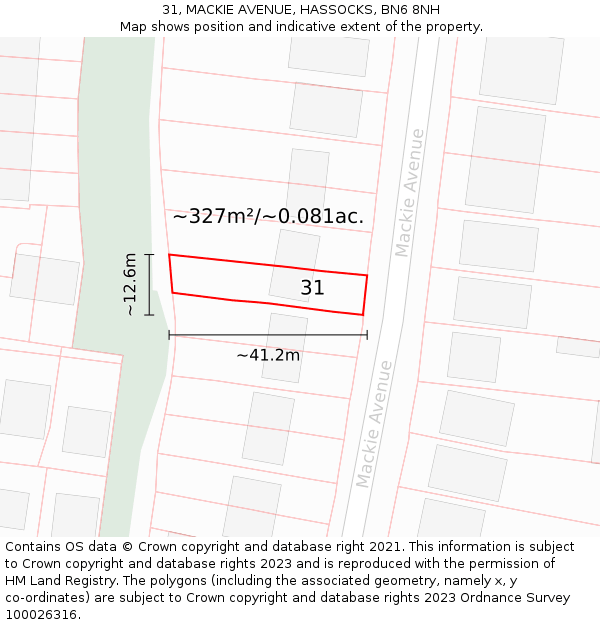 31, MACKIE AVENUE, HASSOCKS, BN6 8NH: Plot and title map