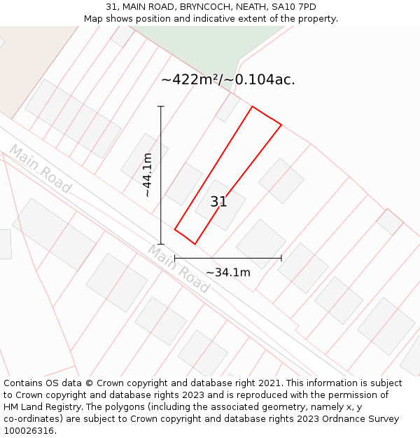 31, MAIN ROAD, BRYNCOCH, NEATH, SA10 7PD: Plot and title map