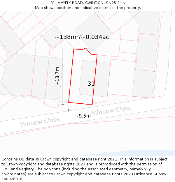 31, MAYFLY ROAD, SWINDON, SN25 2HN: Plot and title map