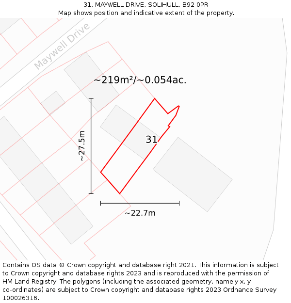 31, MAYWELL DRIVE, SOLIHULL, B92 0PR: Plot and title map