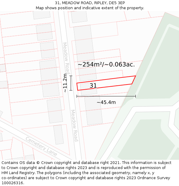 31, MEADOW ROAD, RIPLEY, DE5 3EP: Plot and title map