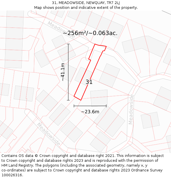 31, MEADOWSIDE, NEWQUAY, TR7 2LJ: Plot and title map