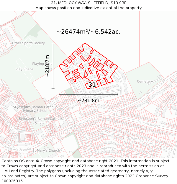 31, MEDLOCK WAY, SHEFFIELD, S13 9BE: Plot and title map